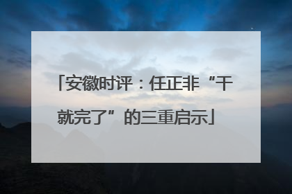 安徽时评：任正非“干就完了”的三重启示